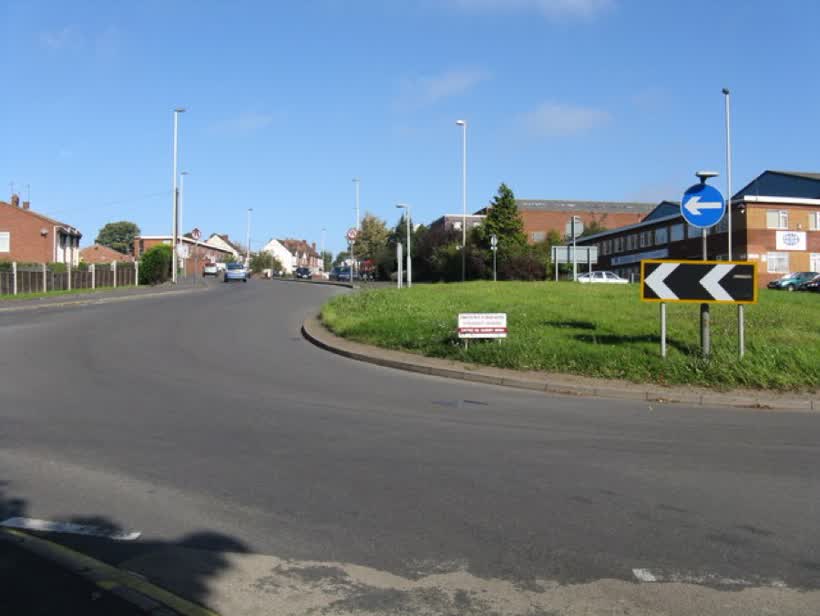 Dudley Road at the roundabout The main A4036 route through Lye becomes dual-carriageway, to everyone's relief given the slope and number of lorries usually about., close to the Aldi on Dudley Road, Lye