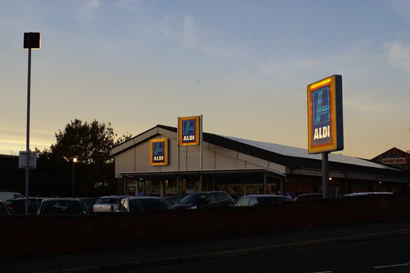 Aldi has very popular over the years with it's low prices and increasing variety of goods. Many people who wouldn't shop there when it first opened have become converts., close to the Aldi on Harpers Lane, Chorley