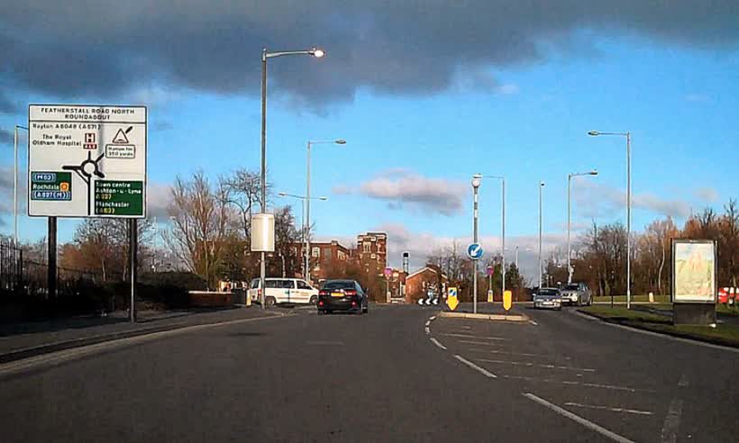 Featherstall Road North Roundabout, close to the Aldi on Ellen Street, Oldham
