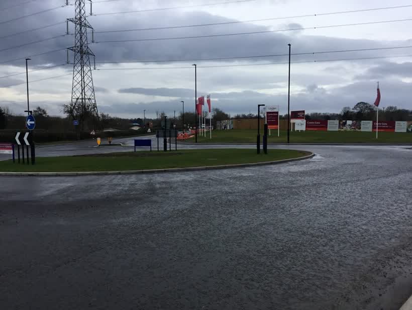View across A59 roundabout for Aldi, close to the Aldi on Swallowtail Way, Knaresborough