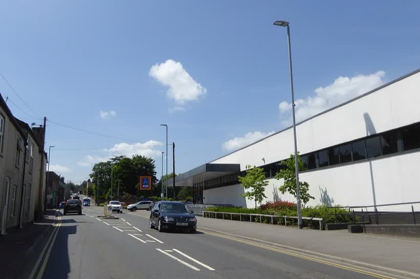 Aldi supermarket, Westbury, close to the Aldi on Warminster Road, Westbury