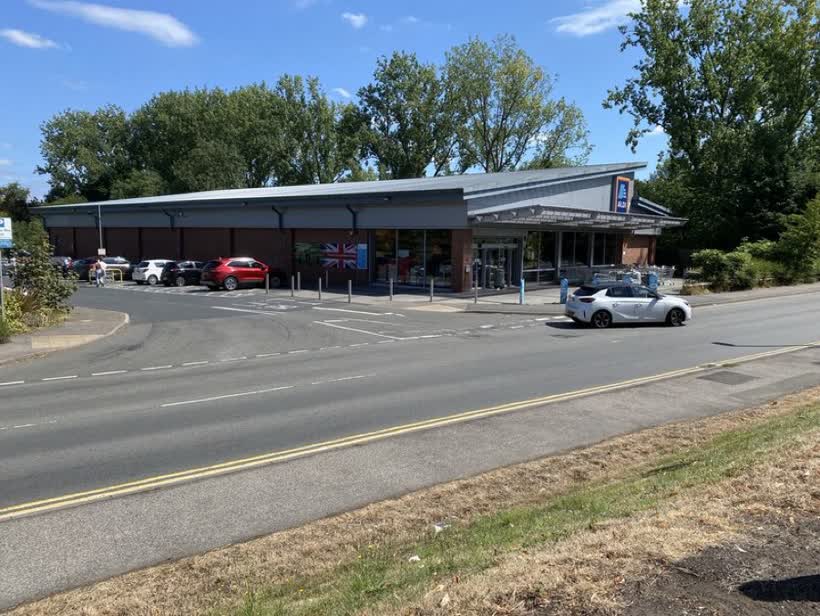 Aldi supermarket in Studley, close to the Aldi on Birmingham Road, Studley