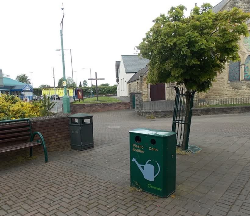Recycling bin, Newport Road, Caldicot, close to the Aldi on Newport Road, Caldicot