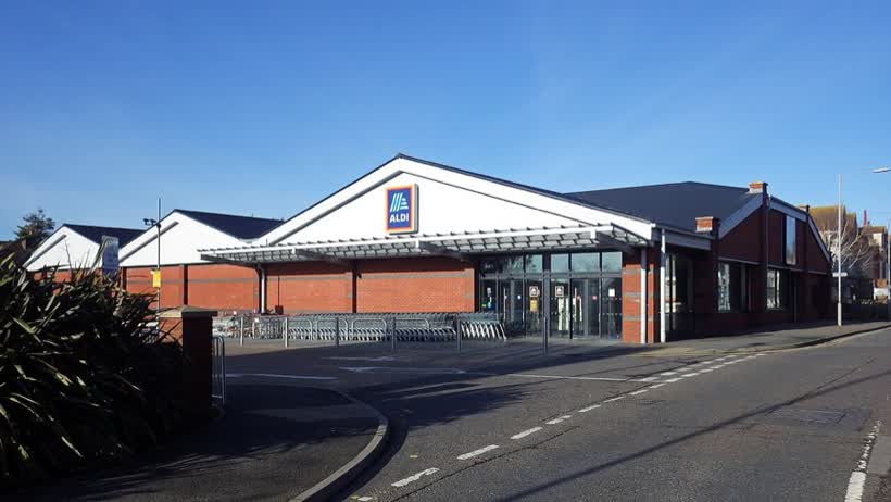 Aldi supermarket, Bexhill-on-Sea, close to the Aldi on London Road, Bexhill-on-Sea